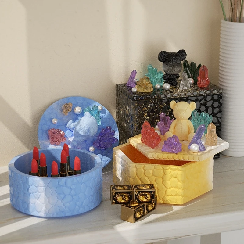 

Прямоугольная круглая коробка для хранения, форма, силиконовый Органайзер, форма для отливки ювелирных изделий