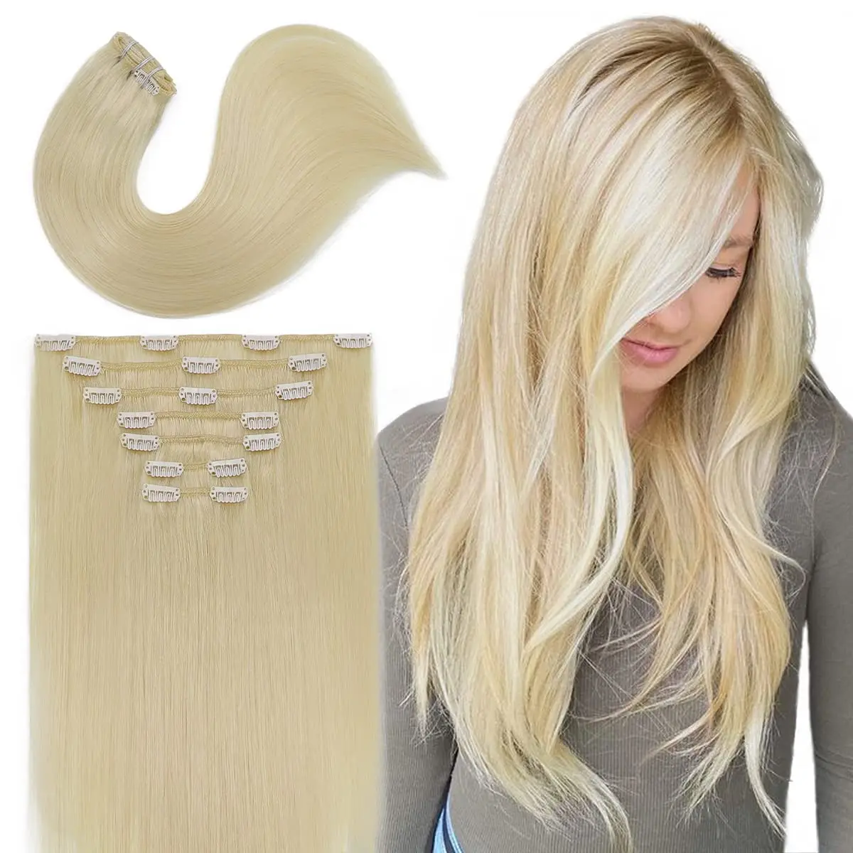 Scheherezade Clip In Hair Extensions Human Hair For Women Brazilian Remy Straight Hair Clip In Human Hair Extensions