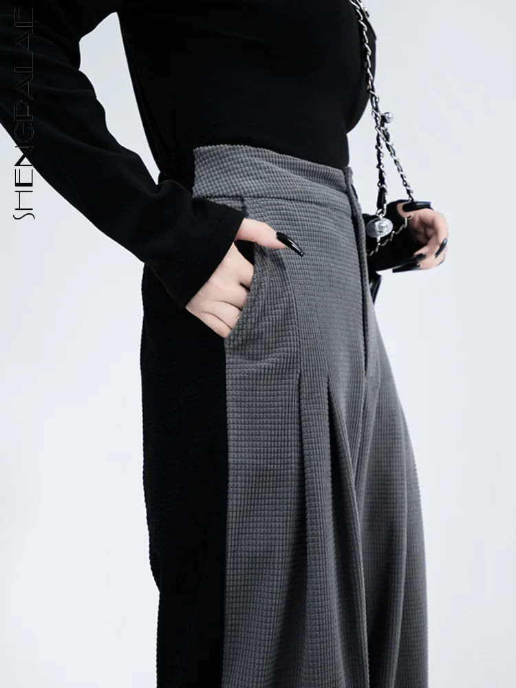 

SHENGPALAE Лоскутные уличные женские черные брюки 2023 корейские модные прямые свободные штаны Y2k одежда 5R453