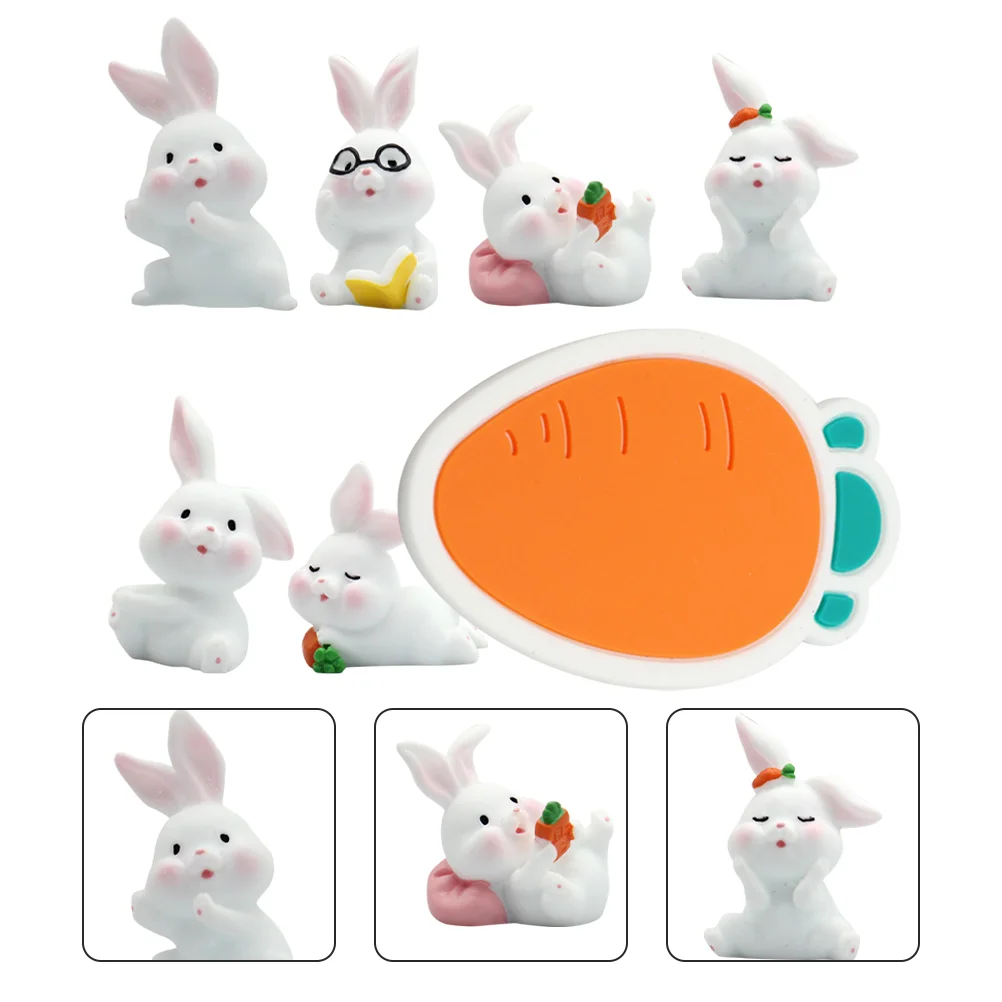 

Rabbit Bunny Easter Miniature Mini Figurine Figurines Ornament Bonsai Decorations Year Resin Animal Toys Miniatures Decoration