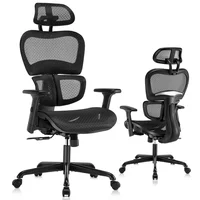 Office Chair Swivel Executive Armchair Mesh High Back with 3D Lumbar Support Adjustable Headrest and Sliding Armrest Ergonomic