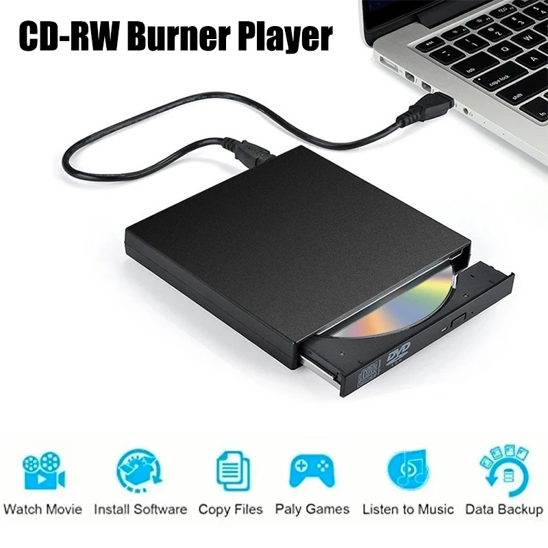 Фото USB 2.0 Универсальный внешний привод CD DVD CD-RW Запись DVD/CD-считыватель Плеер CD-DVD-считыватель для ноутбуков Настольный ПК №1