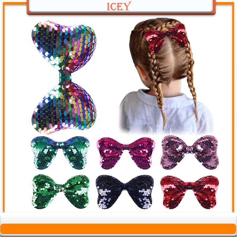 

1pc Big Cartoon Hairbows Hair Clips for Girls Sequins Barrette Princess Glitter Alligator Bows Pin Hair Accessories