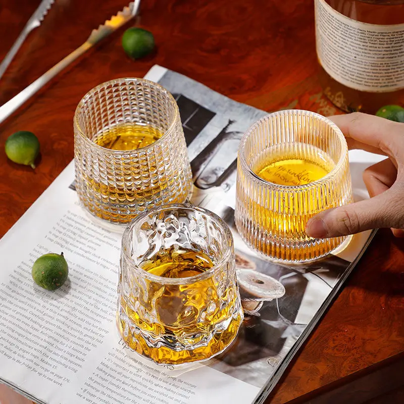 

160Ml Rotating Crystal Glass Wine Glass Tumbler Brandy Old Fashioned Scotch Snifter Mugs Whisky Glass Drinkware Wine Cup Gifts