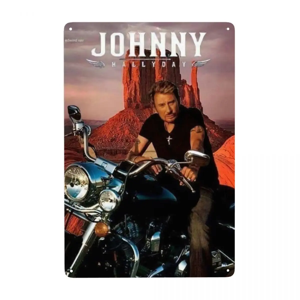 

Motorcycle Johnny Hallyday Sign Custom Retro French Rock Singer Metal Plaques for Club Cafe Restaurant Man Cave Bar Wall Decor