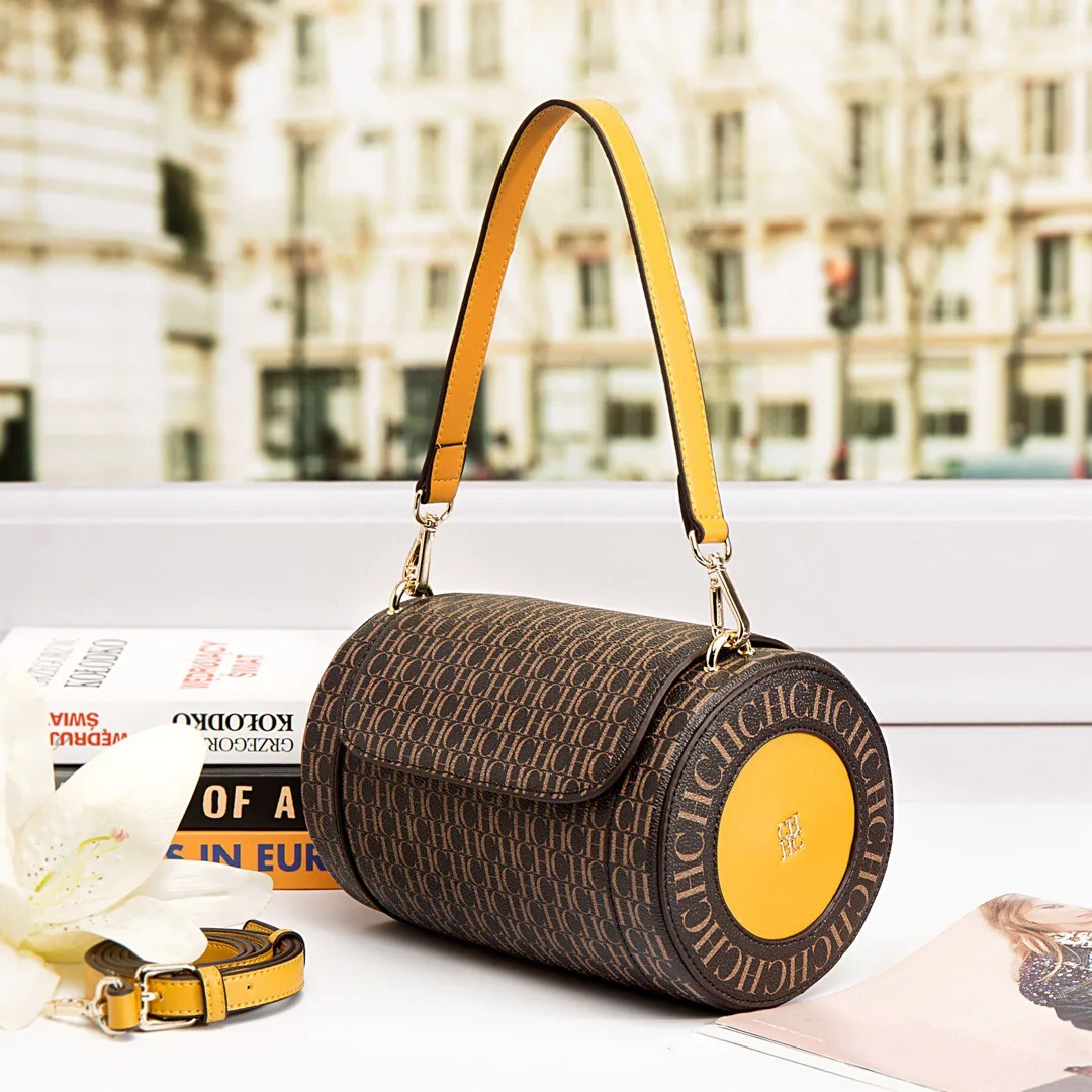 

CH 2023 New Famous Designer Ladies Luxury Brand Cylindrical Bag High Quality Fashi n trends Leather Shoulder Messenger Creative