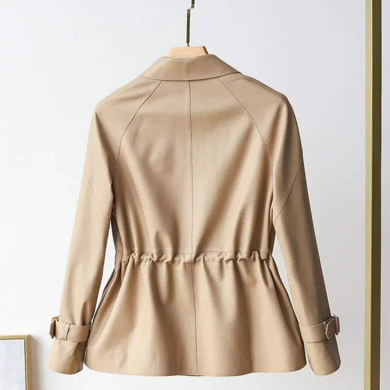 Женская короткая куртка из натуральной овечьей кожи весна-осень