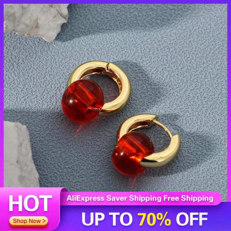 

Multicolor Earrings Durable Alloy Material Glass Gemstone Earrings Earring Vintage Earrings Fashionable And Versatile Earrings