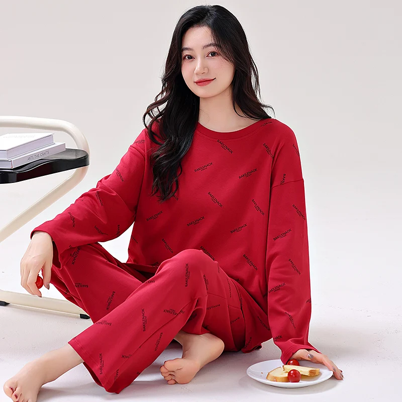 Женская пижама с длинным рукавом большого размера