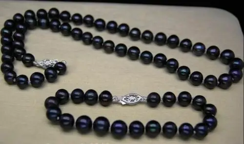 

Hot Cultured 7-8MM AA black pearl Necklace18'' Bracelet 7.5''