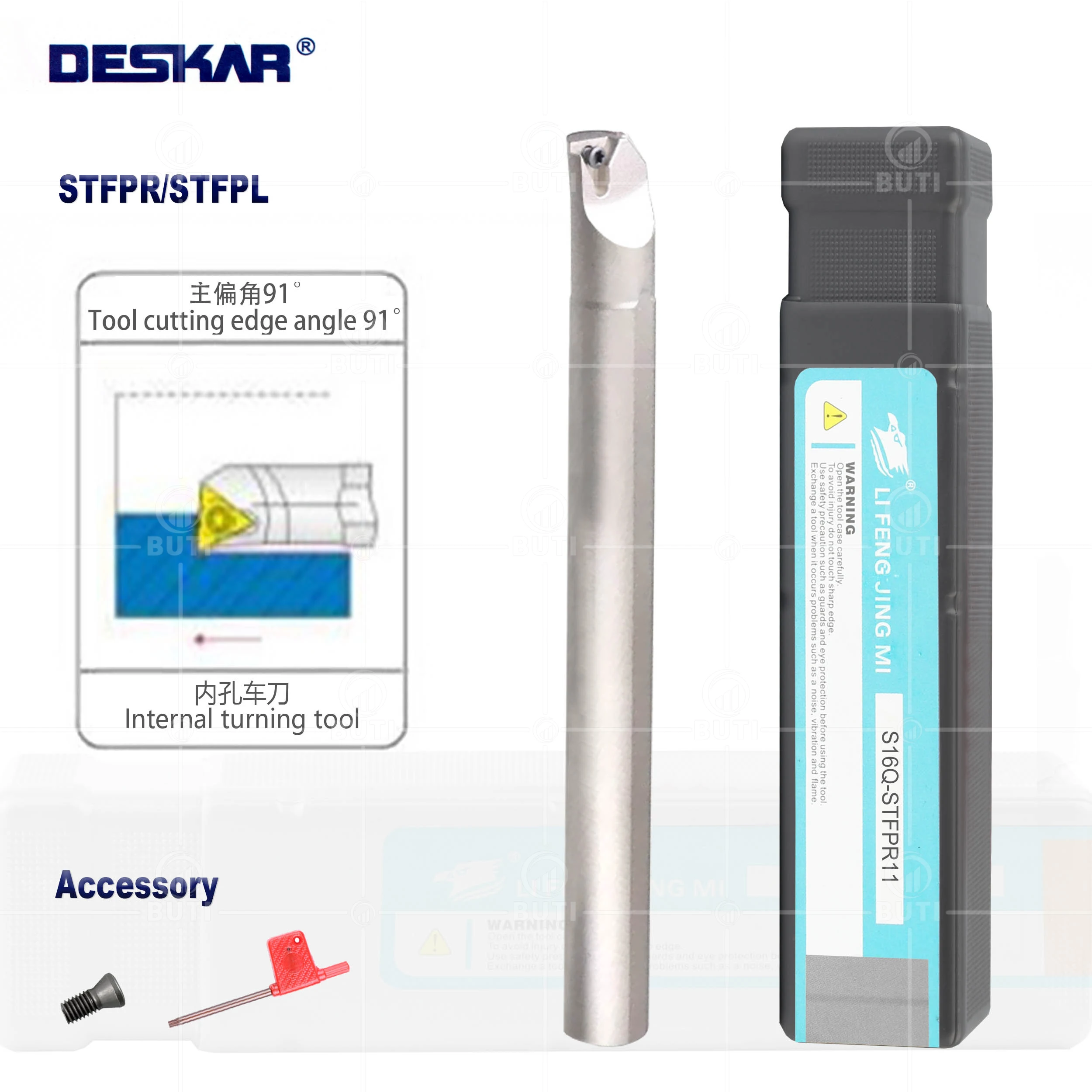 

DESKAR 100% Original Shockproof And Seismic Resistant High-Speed Steel Inner Hole Cutter Bar STFPR/STFPL CNC White Tools Holder