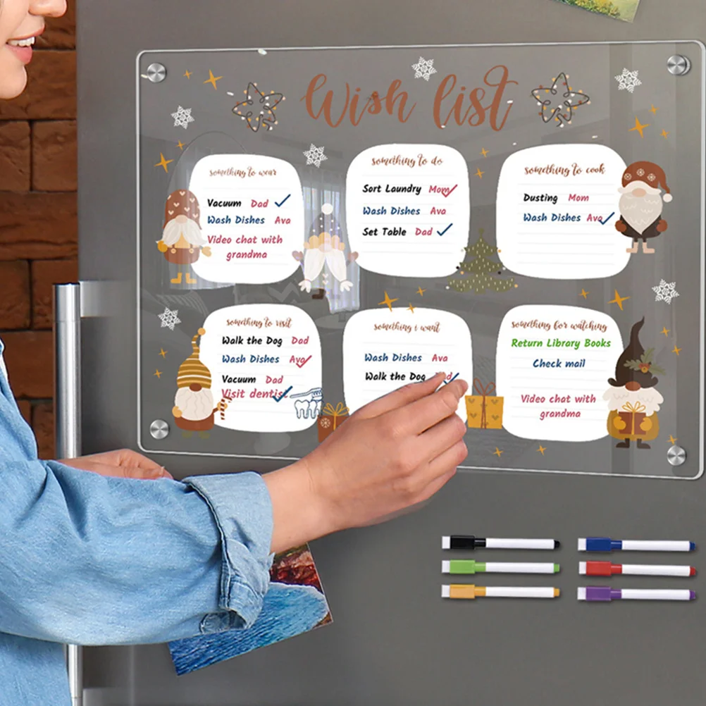 

Стираемая доска для письма, магнитный органайзер для холодильника, практичная сухая стираемая акриловая магнитная доска для холодильника