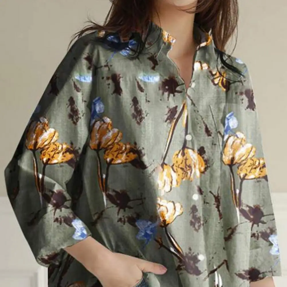 Loose Korean Lazy Style Casual Irregular Checkered Printed Long-sleeve Blouse Blouse