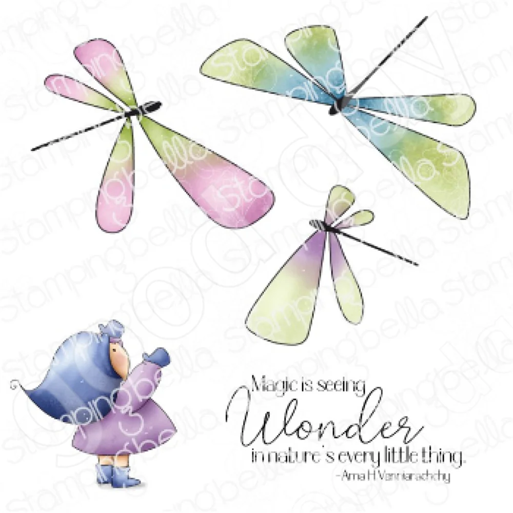 

Bundle Girl with Dragonflies Cutting Dies and Stamps Scrapbook Diary Decoration Embossing Template Diy Greeting Card Handmade