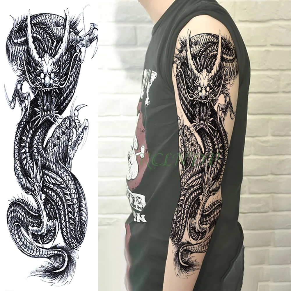 

Waterproof Temporary Tattoo Sticker dragon animal full arm fake tatto flash tatoo sleeve large tattoos big size for men women