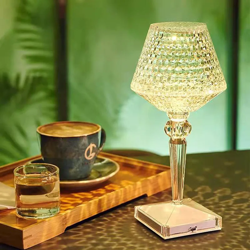 

LED Table Lamp Cylinder Diamond Table Lamp Crystal Led Desk Lamps For Bedroom Decoration Room Art Decor Atmosphere Night Lights