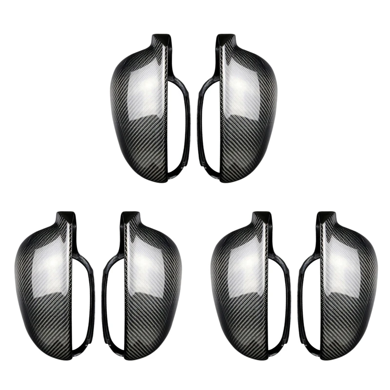 

6Pcs Carbon Fiber Style ABS Side Rear View Mirror Cover Replacement For Golf 5 MK5 2003-2009