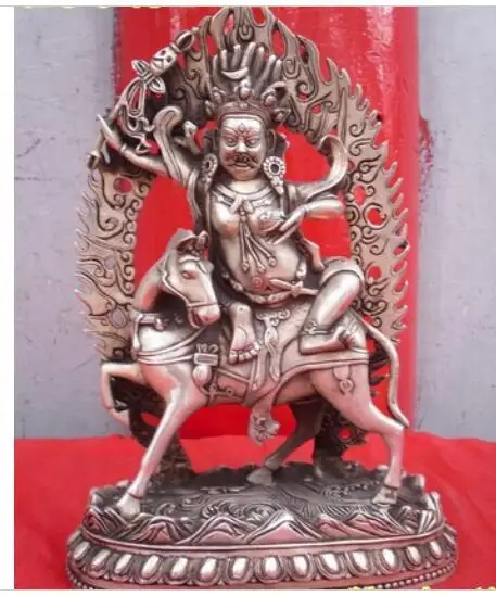 

decoration copper silver factory outlets Tibetan Buddhist BRASS coated silver Palden Lhamo buddha statue 31 cm