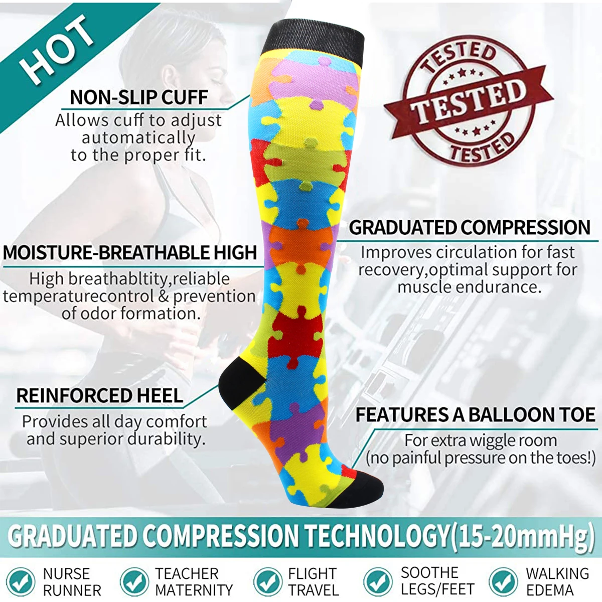 Dropshipping Compression Socks Fit For Medical Edema Diabetes Varicose Veins Socks Outdoor Men Women Running Hiking Sports Socks