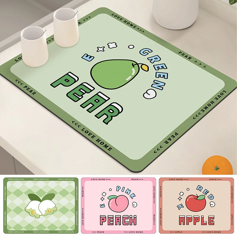 

Cute Kitchen Drain Pad Dish Drainer Diatomite Mat Absorbent Drying Rug Dinnerware Placemat Sink Draining Rugs Draining Mats