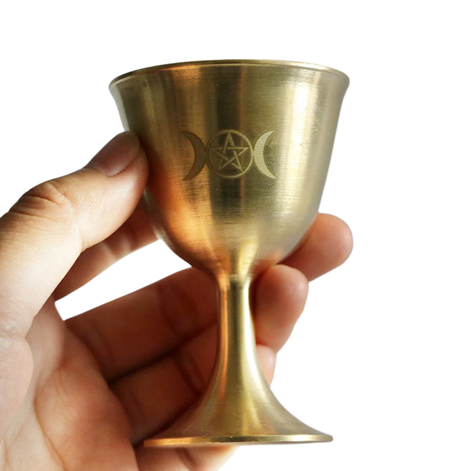 

Brass Chalice Goblet Altar Cup Copper Pentagram Moon Worship Cup Shot Glass Holy Cup For Buddhist Meditation Medieval Decor