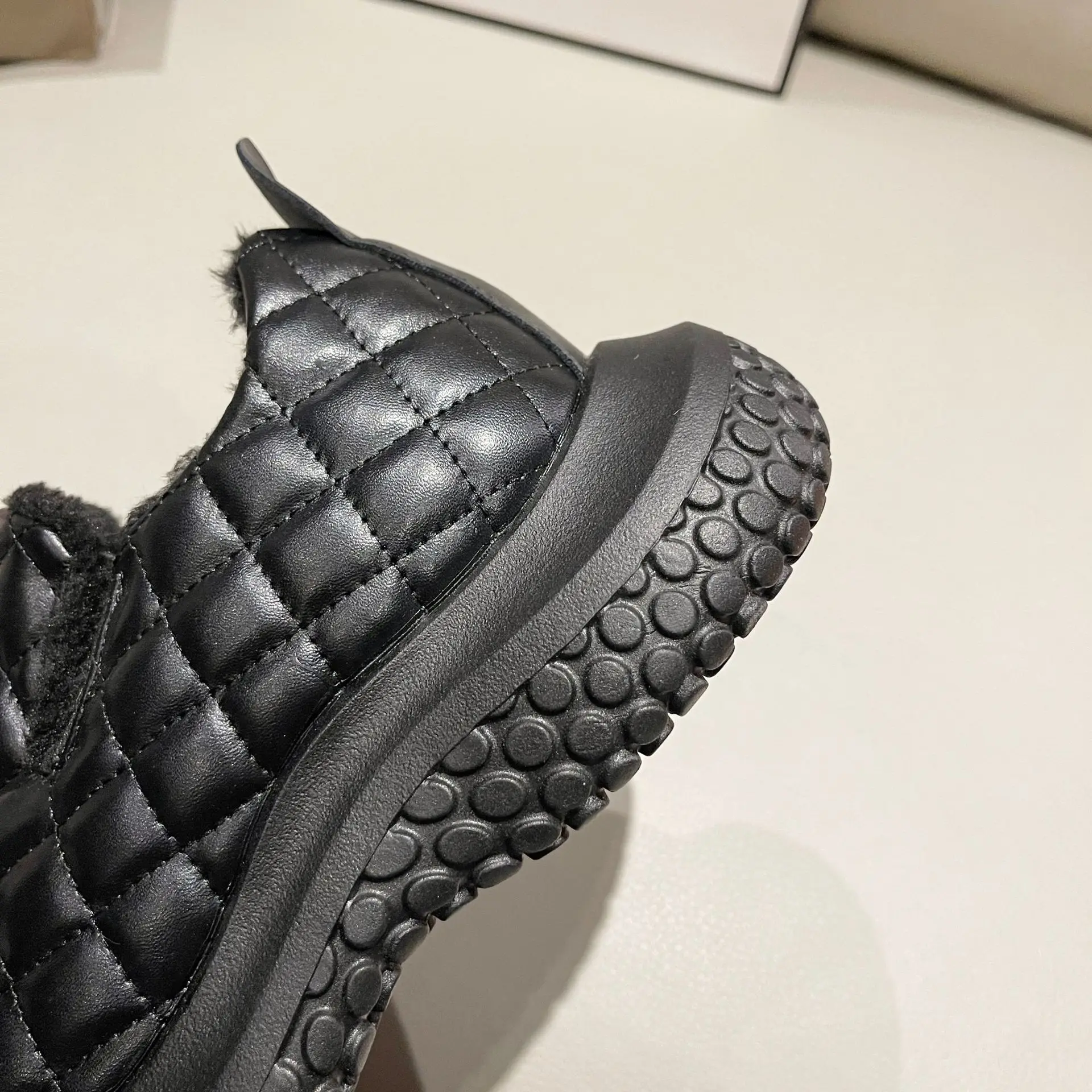 Women Flat Shoes  Boots PU Solid Color Short Plush Round Shape Thick Bottom Keep Warm Waterproof and Non Slip