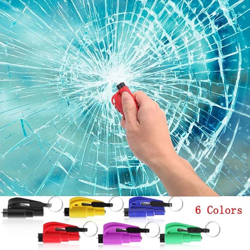 

Portable Mini Car Safety Hammer Spring Type Window Breaker Punch Seat Belt Cutter Hammer Key Chain Auto Accessories