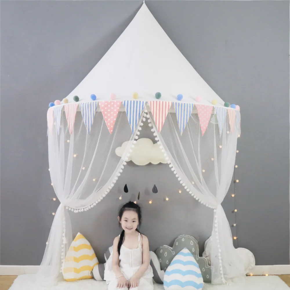 

Kids Play House Tent Baby Mosquito Net Bed Canopy Portable Crib Nursery Curtains for Bedroom Girls Boys Decorative Wall Hanging