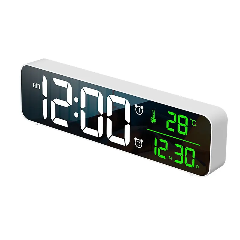 

Loskii USB LED 3D Music Dual Alarm Clock Thermometer Temperature Date HD LED Display Electronic Desktop Digital Table Clocks