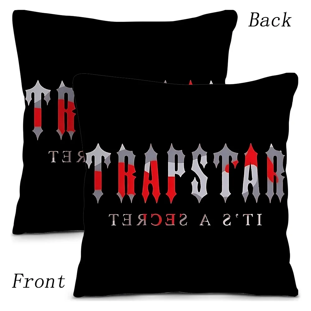 Pillow Covers Cartoon Fashion Letters T-Trapstars Sofa Decorative Home Double-sided Printing Short Plush Cute Cushion Cover