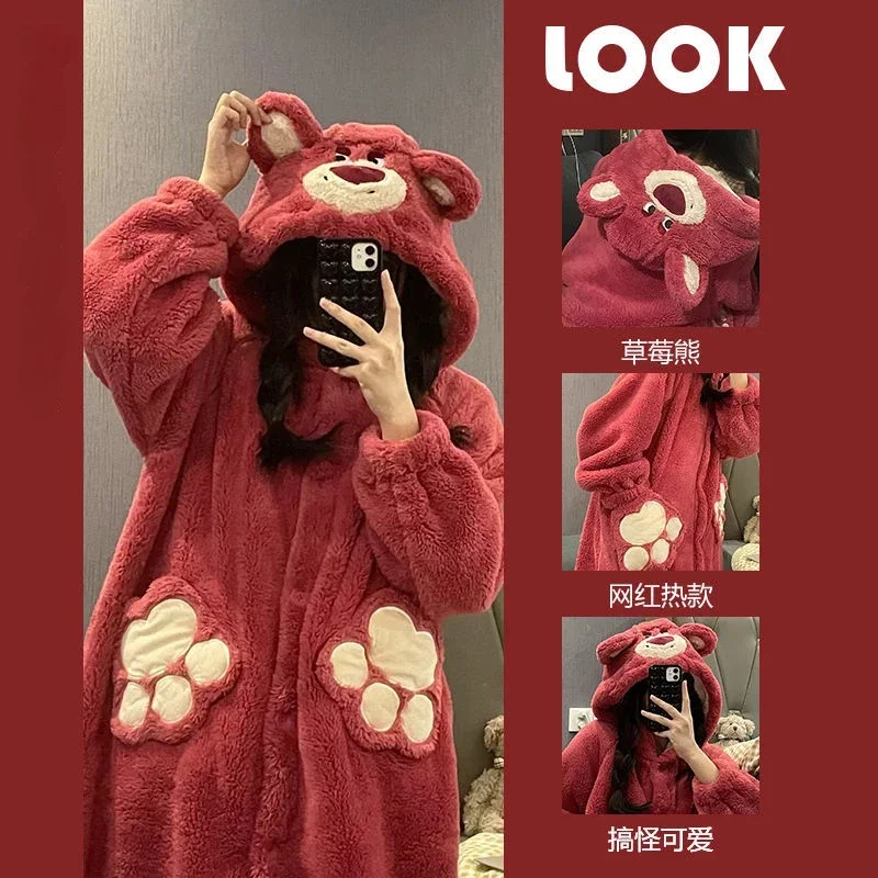 Lotso cinnamoroll милые кавайные плюс бархатные утолщенные коралловые пижамы