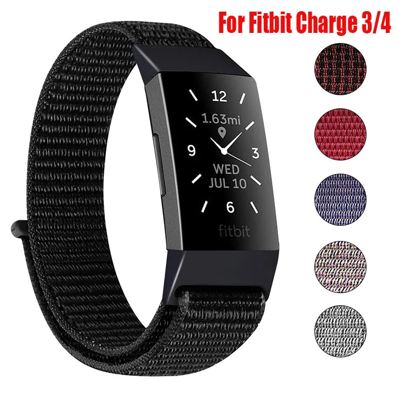 Ремешок нейлоновый для смарт-часов Fitbit Charge 3 4 сменный спортивный браслет мужчин и