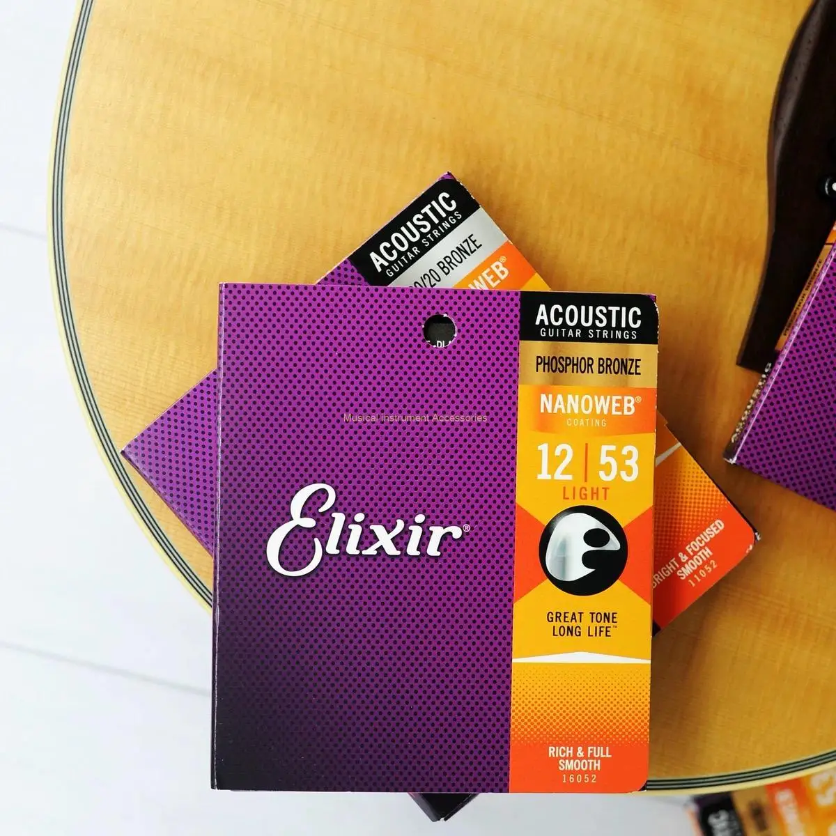 

Elixir Acoustic 80/20 Phosphor Bronze Guitar Strings 16052 Guitar Accessories 12-53 Great Sound Smooth Touch Free Shipping