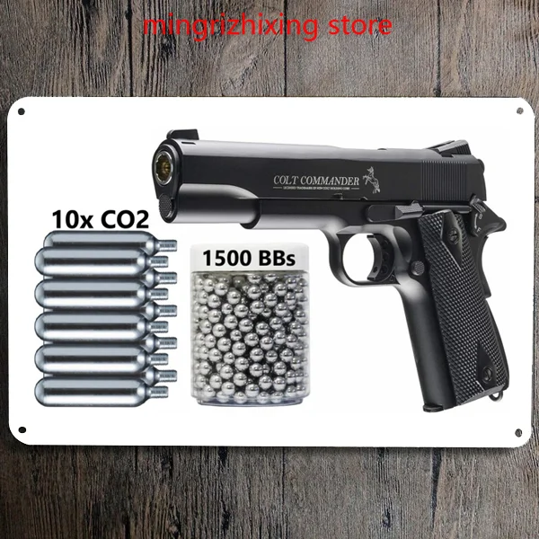 

Bb Pistol Air Gun Bullet Tin Sign Garage Bar Pub Wall Signs Vintage Metal Decorative Plaques Handgun Plate Poster Craft Decor