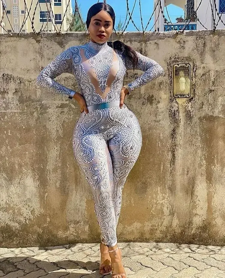 Идеальный подарок роскошный показ элегантный комбинезон с жемчугом и длинными