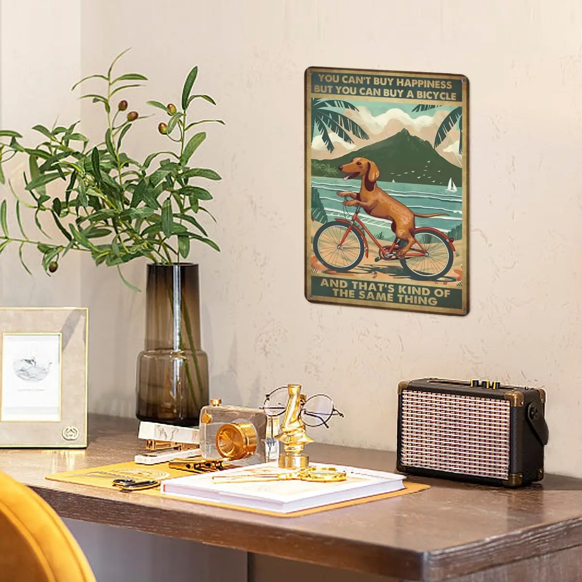 You Cn't Buy Hppness But Cn Bcycle Metl Tn Sgn Decorton rt Plque for Busness Br Home Room Grge Mn Cve Funny Style 8