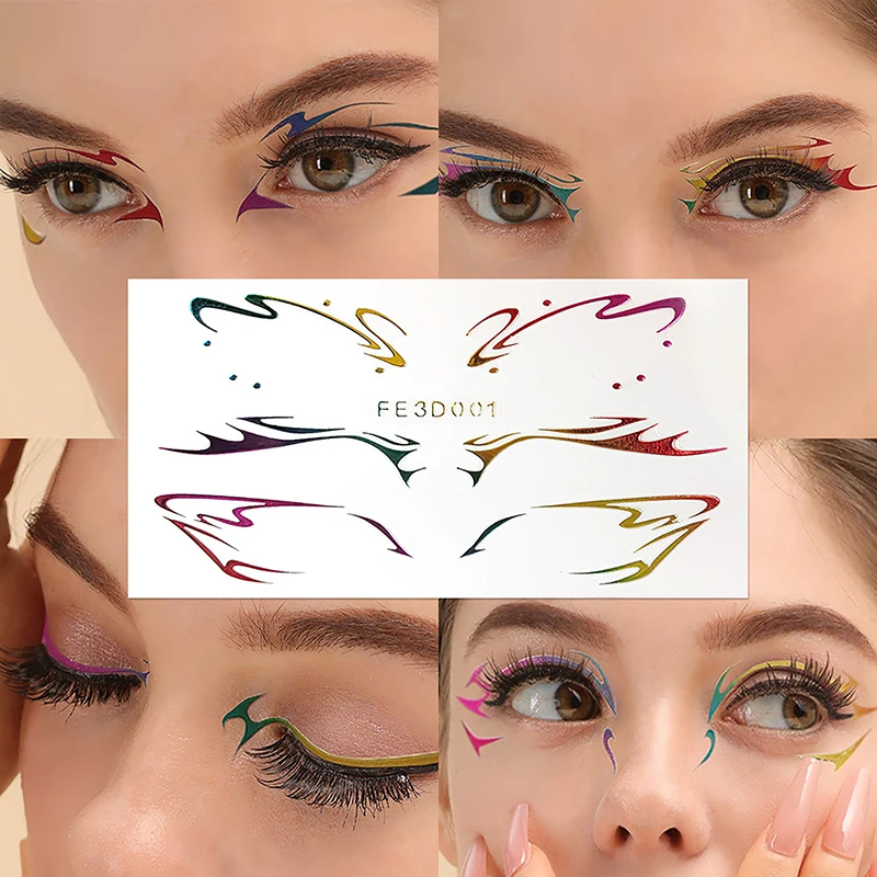 

3pairs/set Laser Eyeliner Stickers 3D Three-dimensional Embossed Butterfly Eye Line Makeup Decoration Temporary Tattoos Sticker