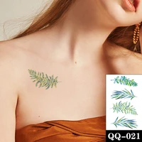 flowers plant waterproof temporary tattoo sticker green design fake tattoos flash tatoos arm chest neck body art for women men