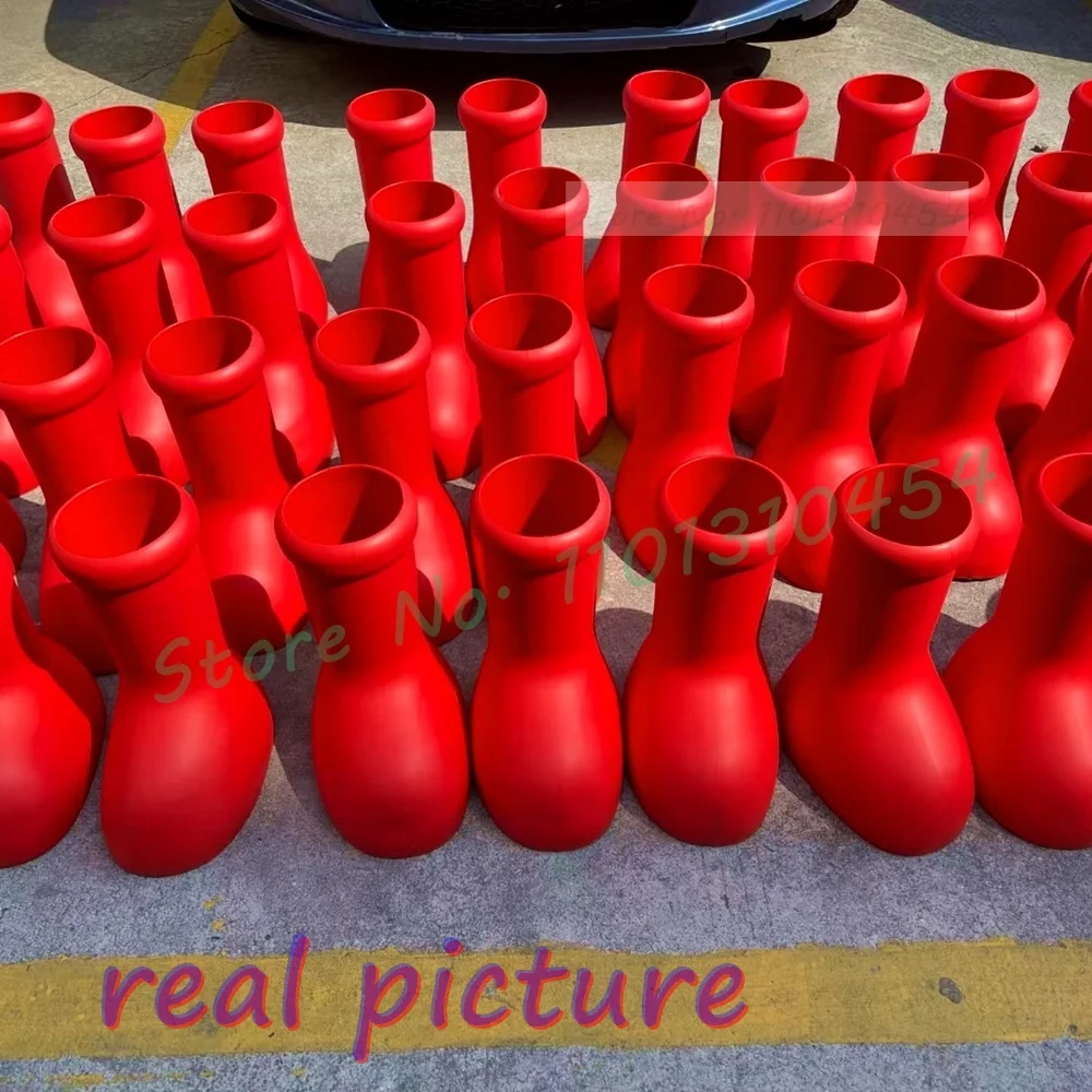 

Красные высокие ботинки для мальчиков и женщин, трендовые красивые повседневные ботинки с круглым носком на толстой подошве, НОВАЯ шикарна...