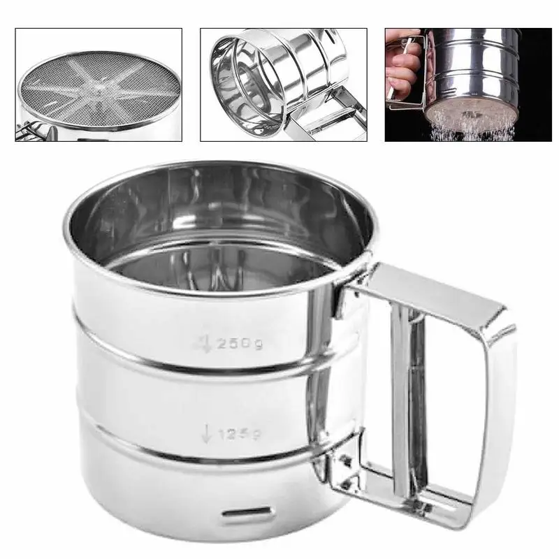 

Stainless Steel Semi Automatic Hand Held Flour Sieve Powder Hand Screened Sugar Mesh Sieve Baking Utensils Tools For Cakes Decor