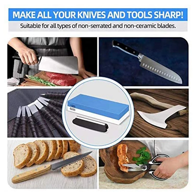 Камень для заточки ножей с зернистостью 1000/6000 двухсторонний точильный камень 2-в-1