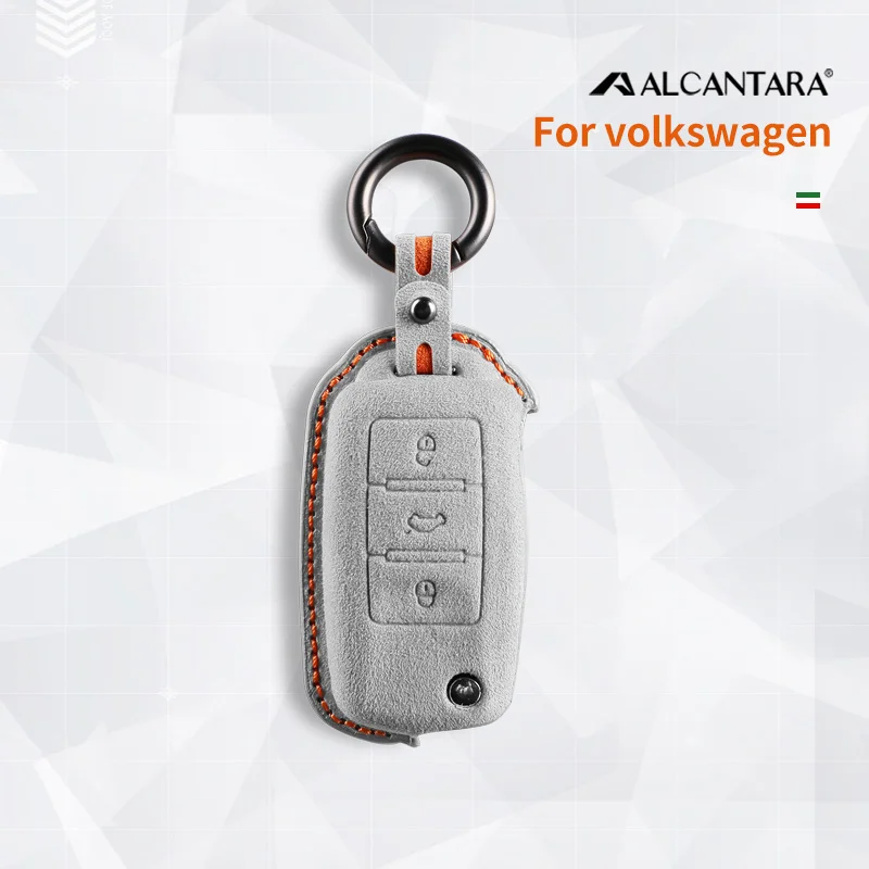 

Alcantara Key Case Cover Holder For VW Volkswagen Tiguan Mk1 Mk2 Mk7 MagotanPassat B5 B8 Polo Golf 4 5 6 8 Jetta Eos