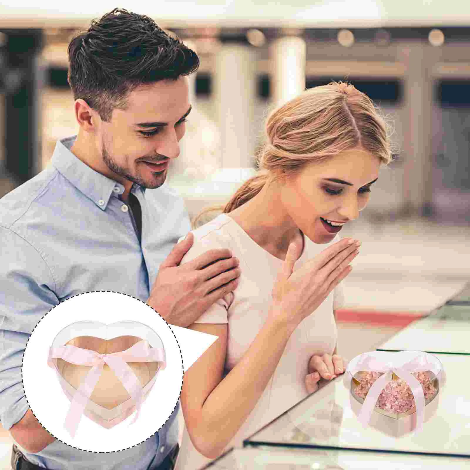 

1pc Heart Shaped Flower Box Valentine Gift Packaging Box with Clear Lid
