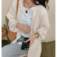 all match winter spring woman solid casual knitted cardigan womens loose soft coat elegant warm sweater gentle long style