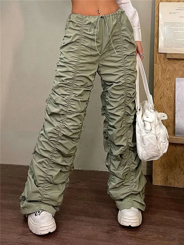 

Женские широкие брюки-карго на завязках, в Корейском стиле
