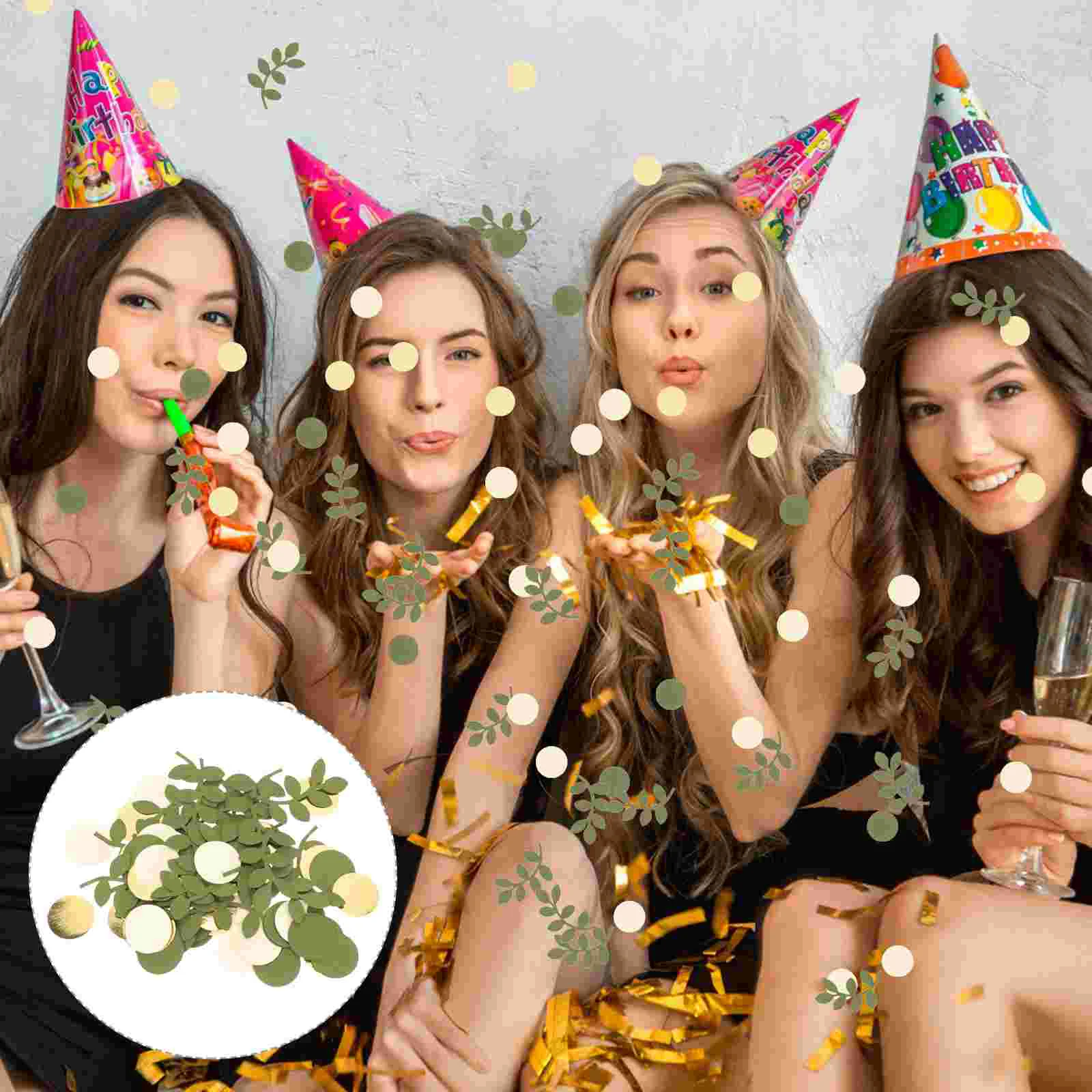 

Party Table Shower Tropical Paper Baby Green Leaves Decorations Circles Scatter Wedding Leaf Supplies Filler Balloon Circle