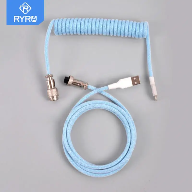

RYRA Mechanical Keyboard Coiled Cable Wire Type C USB Cord Computer Aviation Connector Mechanical Keyboard Aviator Charging Cord