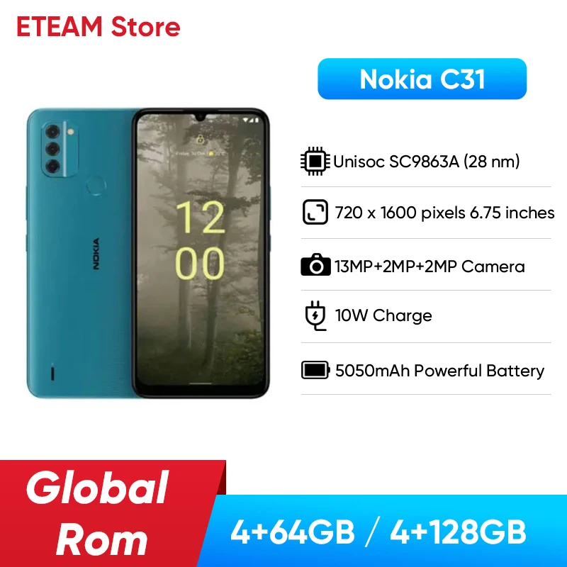 Смартфон Nokia C31 4/64ГБ 4/128ГБ global