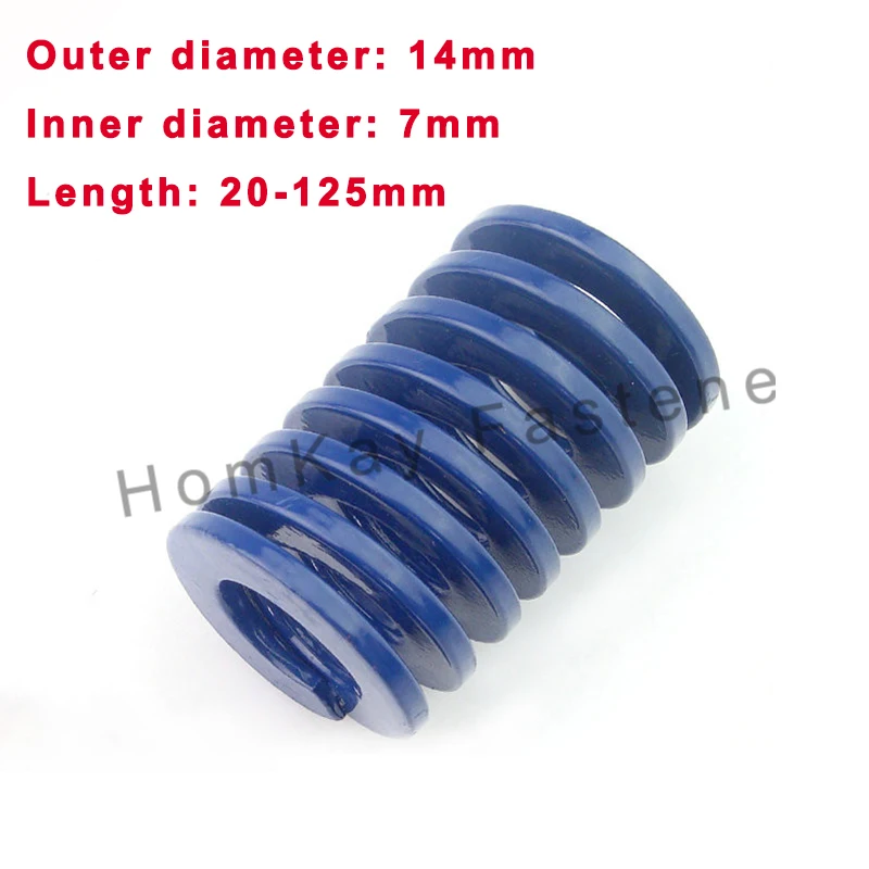 

1/2PCS Blue Light Load Outer Dia 14mm*Inner Dia 7mm*Length 20-125mm Spiral Stamping Compression Mould Die Spring