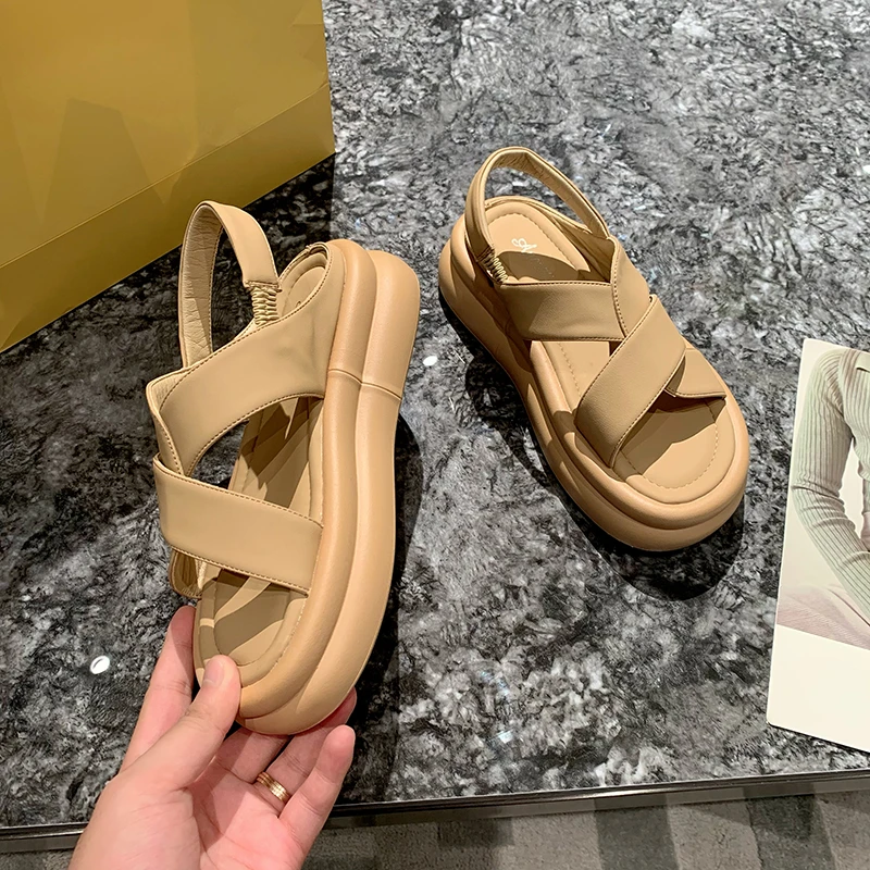 2023 Summer New Platform Women Sandals Fashion Open Toe Thick Sole Flats Shoes Ladies Elegant Gladiator Sandalias